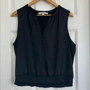 NWOT LOFT Satin Button Bubble Hem Shell